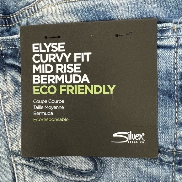 NWT SILVER ELYSE Womens Blue Jean Bermuda Shorts Sz W27 (3/4) Curvy Fit Mid-Rise - Picture 9 of 14